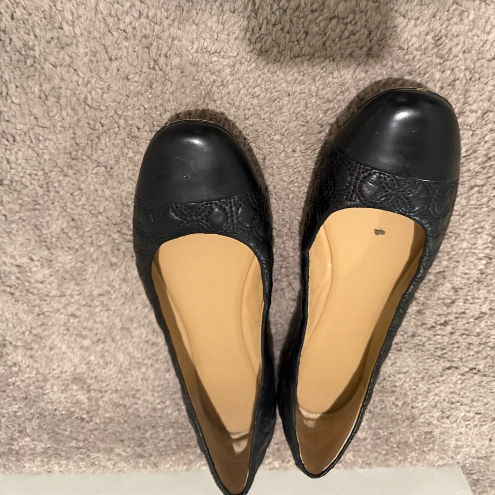 Ann Taylor Black Embossed Flats